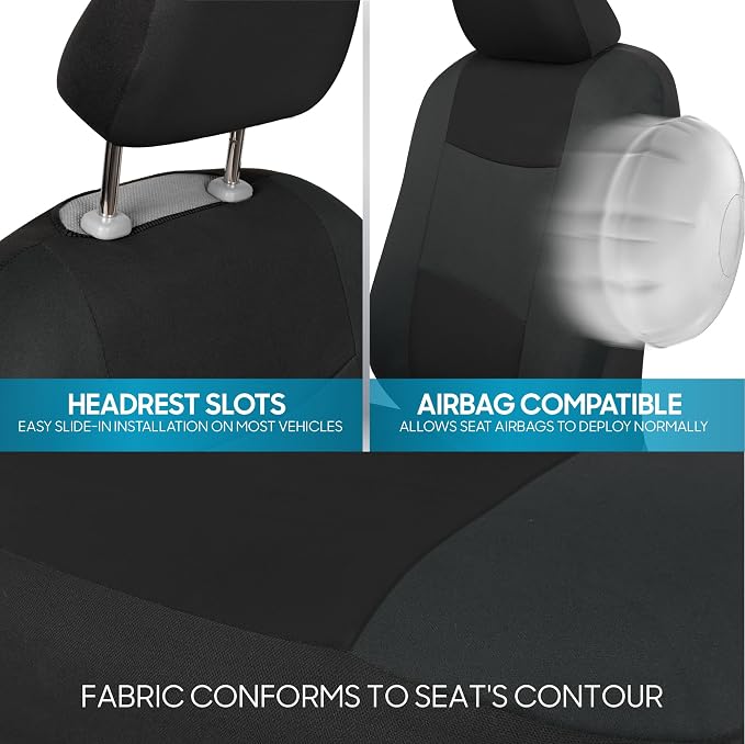 BDK PolyPro Car Seat Covers Full Set in Reverse Charcoal, Front and Rear Split Bench Seat Covers for Cars, Easy to Install Car Seats Cover Set and Accessories for Auto Trucks SUV - Reverse Charcoal