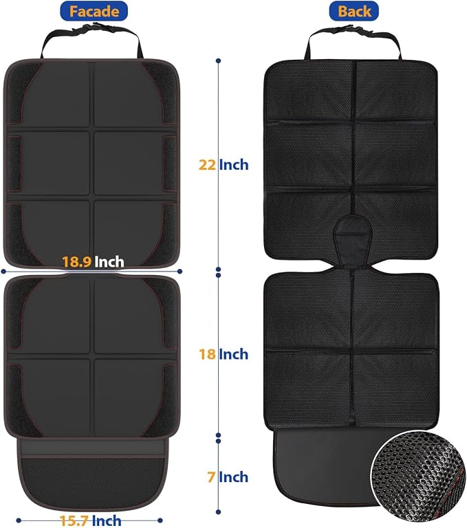 Gimars XL Thickened Car Seat Pad, Pack of 2, [ISOFIX Suitable], Universal Waterproof 600D Oxford Car Seat Protector with Mesh Pockets, Universal for SUVs, Cars and Trucks, Black