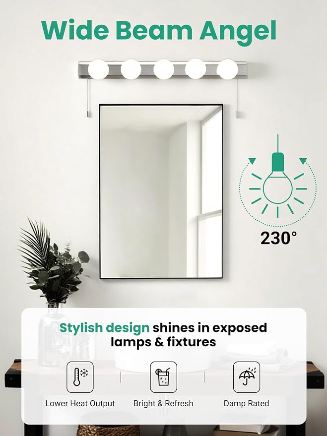 TJOY G25 LED Globe Light Bulbs, Vanity Light Bulb for Bathroom 40W Equivalent, 4000K Natural White E26 Base, Round Decorative Bulb for Vanity Makeup Mirror, CRI85+, 450LM, Non-Dimmable, UL, 4 Pack