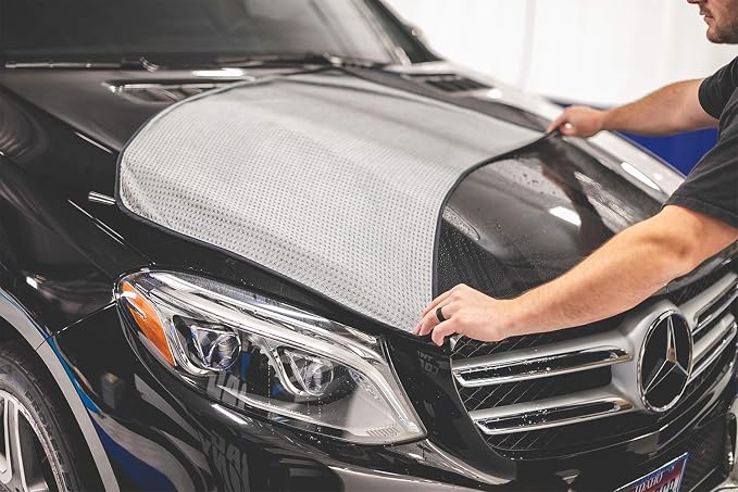 The Rag Company - The Big One - Waffle-Weave Microfiber Drying Towel; Super Absorbent for Car Washes, Detailing, and More; Buttersoft Suede Edges; Scratch-Free, 450GSM, 25in x 40in, Grey (Pack of 2)