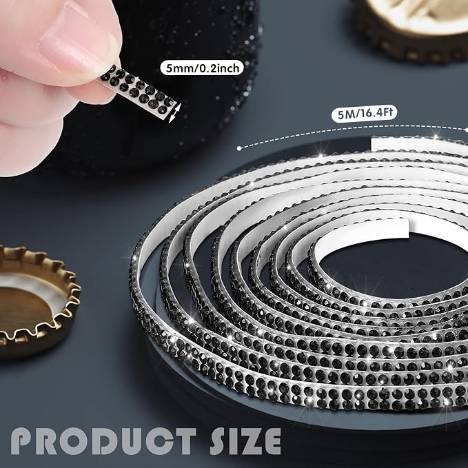 Kingdder 16.4 ft Bling Car Trim Self Adhesive Bling Car Accessories for Women Rhinestone Strip Glitter Diamond Sticker DIY Line Molding Dashboard Decal Shiny Auto Stuff for Interior Exterior Decor