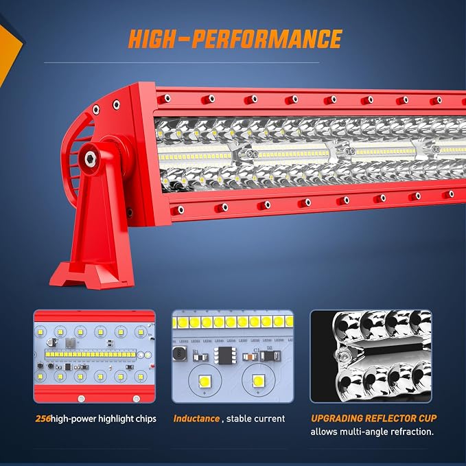 Nilight LED Light Bar 33Inch Triple Row Spot Flood Combo Lights Red Shell with Wiring Harness Kit for Fog Driving Work Lighting on Off-Road Truck SUV ATV UTV