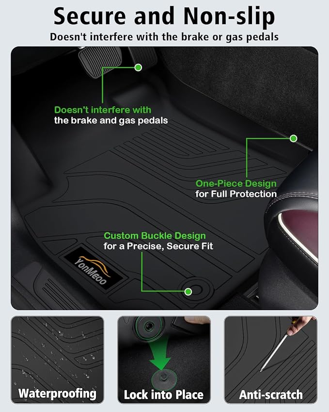 Floor Mats & Cargo Liner Custom for Kia Seltos 2021-2025 2026, Door Sill Protectors, All Weather TPE Anti-Slip 1st & 2nd Row & Trunk Mat for Seltos 2025 Accessories, Black (Upper Cargo Floor Liner)