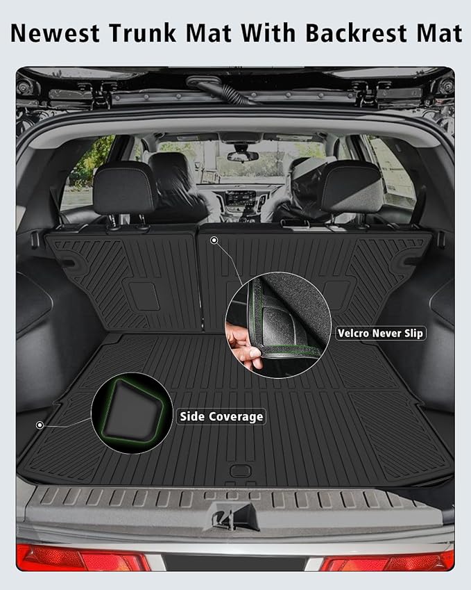 Floor Mats Custom Fit for Chevy Trailblazer AWD 2021-2025 2026 Trunk Mat with Backrest Mat All Weather TPE Cargo Liner Full Set for Chevrolet Trailblazer Accessories,Black (Upper Cargo Floor Mat