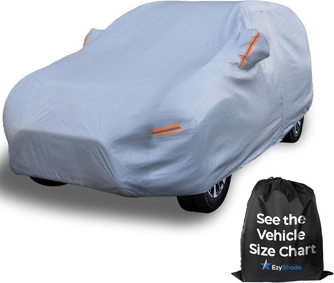 EzyShade Multi-Layer SUV Car Cover Waterproof All Weather - See Vehicle Size-Chart - Outdoor Full Exterior Covers for Automobiles - Heavy Duty Tarp Jeep Rav4 Equinox Trax CRV. Size S6 (See SizeChart)