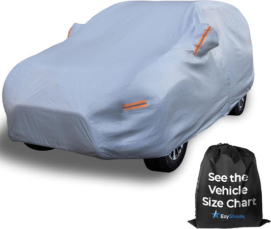 EzyShade Multi-Layer SUV Car Cover Waterproof All Weather - See Vehicle Size-Chart - Outdoor Full Exterior Covers for Automobiles - Heavy Duty Tarp Jeep Rav4 Equinox Trax CRV. Size S6 (See SizeChart)