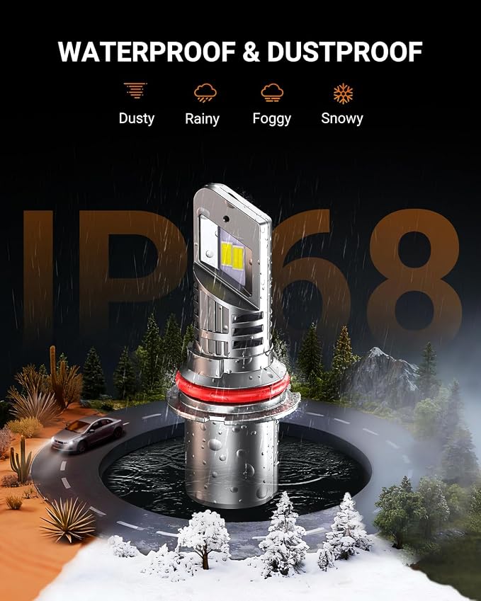 SEALIGHT 9007 Bulbs with 6500K White Light,40000LM Super Bright, 1:1Mini Design Fog Light Bulbs,3 Mins Plug-N-Play, Pack of 2 9007 Bulbs