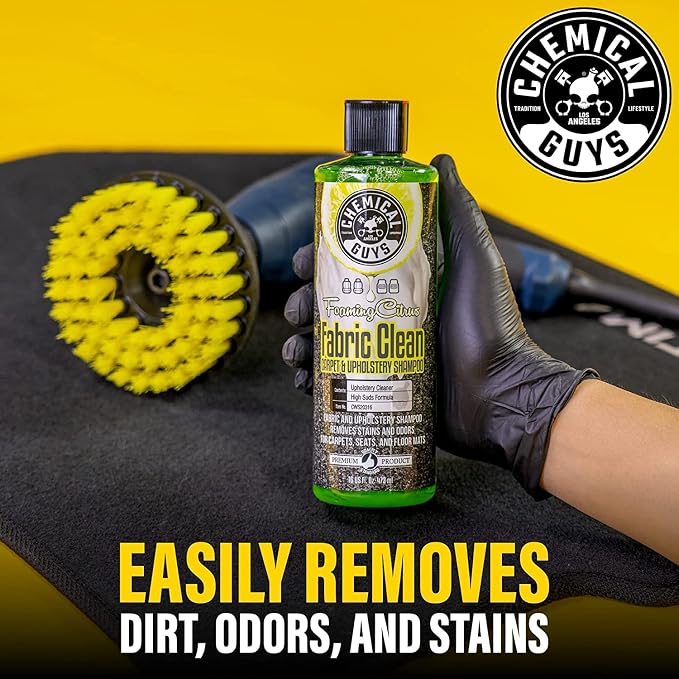 Chemical Guys, Foaming Citrus Fabric & Carpet Cleaner, Seats & Mats, 16 oz | High-foam cleaner lifts coffee, soda and food stains and odors from seats, carpet and floor mats, citrus scent