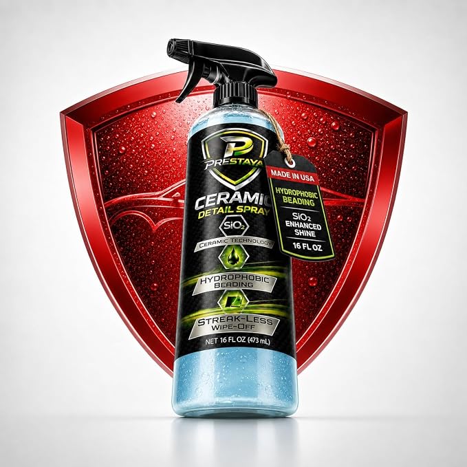 Premium Ceramic Detail Spray for Cars SiO2 Quick Detailer Spray Hydrophobic Water Beading Gloss Booster for Cars Trucks SUVs Motorcycles & RV 16 fl oz