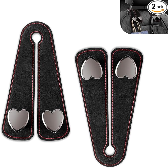 2 PCS Car Purse Hook, Cute Headrest Hooks, Seat Back Storage Holder, for Umbrellas Wallets Support, Multifunctiona Car Accessories (Black)