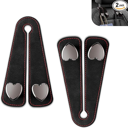 2 PCS Car Purse Hook, Cute Headrest Hooks, Seat Back Storage Holder, for Umbrellas Wallets Support, Multifunctiona Car Accessories (Black)