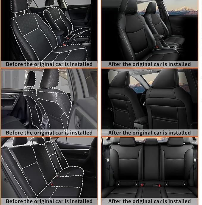 AOMSAZTO Custom Fit for Toyota Corolla Cross Hybrid 2023 2024 2025 Faux Leather Car Seat Covers Full Set Compatible Airbag Corolla Cross Hybrid S,SE,XSE Seat Protector Sedan Black