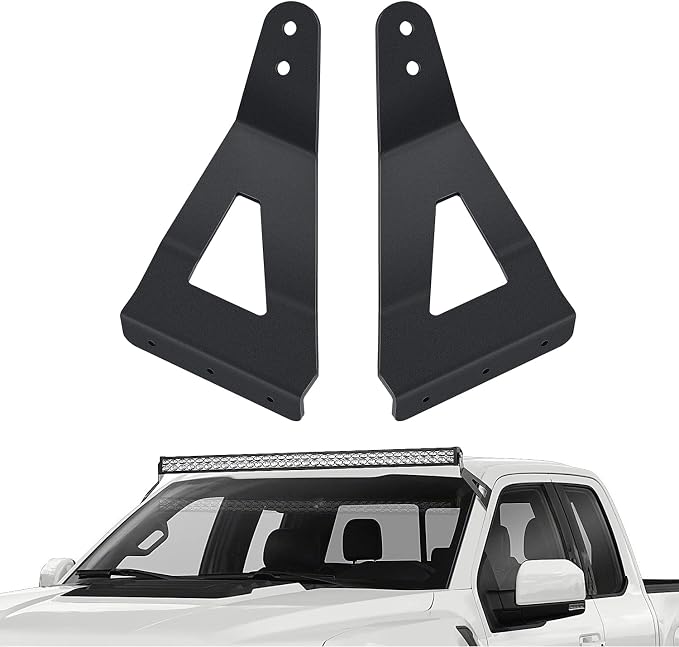 Nilight 2PCS 52 inch Curved LED Light Bar Bracket at Upper Windshield Roof Cab for 2004-2018 Ford F150 & SVT Raptor