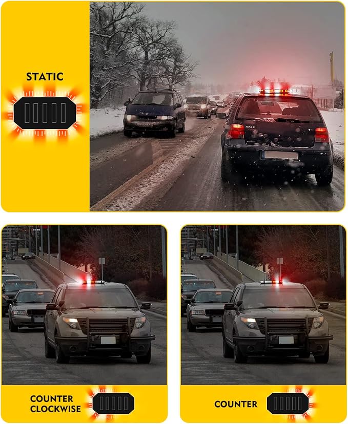 LUMENIX 42 LED Roof Top Strobe Beacon Light Bar, Patent Design, Red White | High Visibility Caution Light Bar with Controller Panel, for Construction Work Trucks Service Vehicles Tow Snow Plow