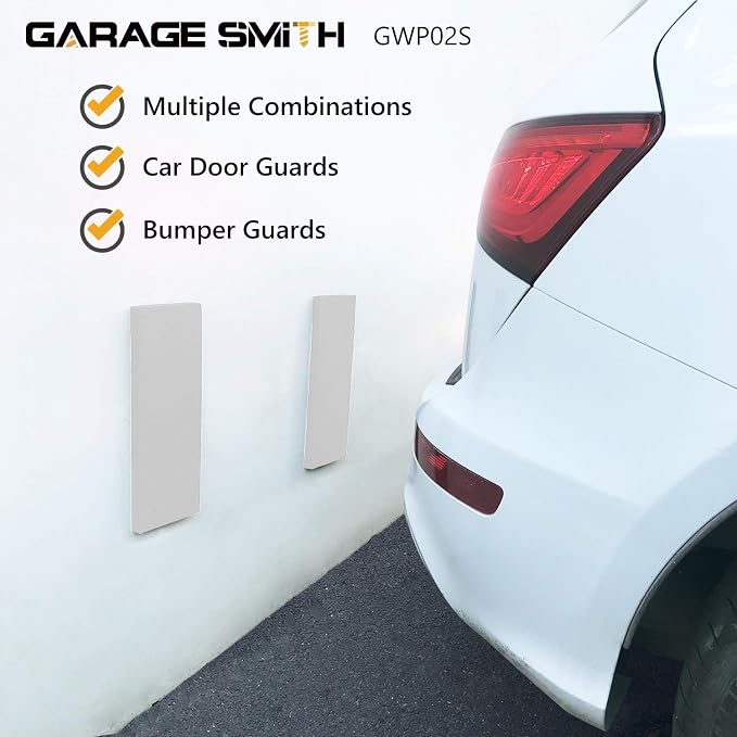 AMPULLA GWP02S Garage Wall Protector Car Door Protectors, Designed in Germany (4, White)