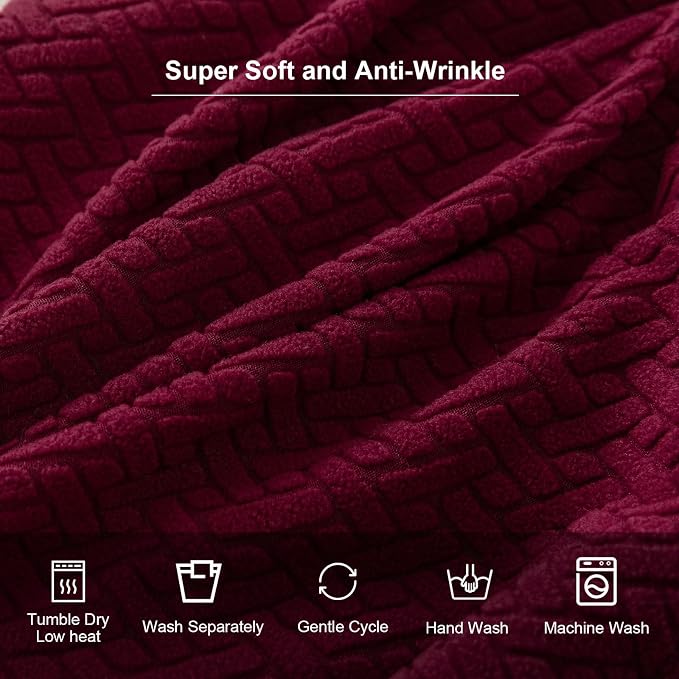 Genina Seat Covers for Dining Room Chair Seat Slipcovers Kitchen Chair Covers (Wine Red, 2 Pcs)