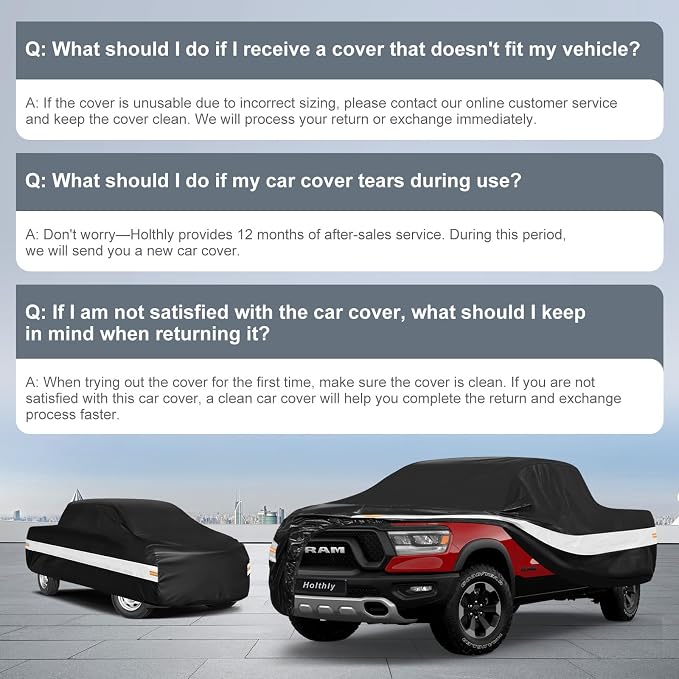 10 Layers Truck Cover Waterproof All Weather Custom Fit Dodge Ram 1500(2009-2026) Crew/Quad Cab Short Bed, Outdoor Full Exterior Pickup Car Cover Sun Rain Snow Ice Protection. Black