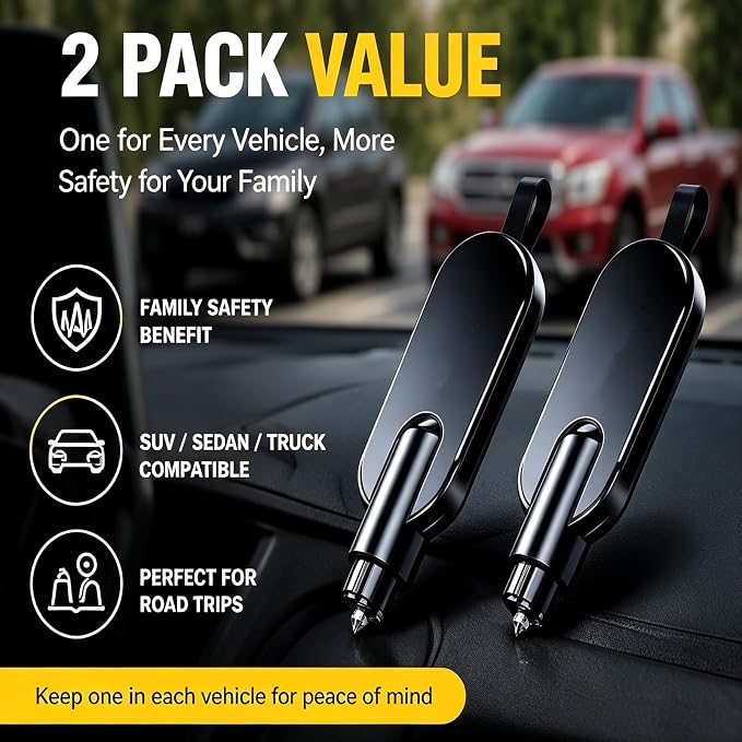 TERRASTRIKE Car Escape Tool Key Chain, Emergency Window Breaker & Seat Belt Cutter, Vehicle Safety Hammer, Car Glass Breaker Tool for Rescue