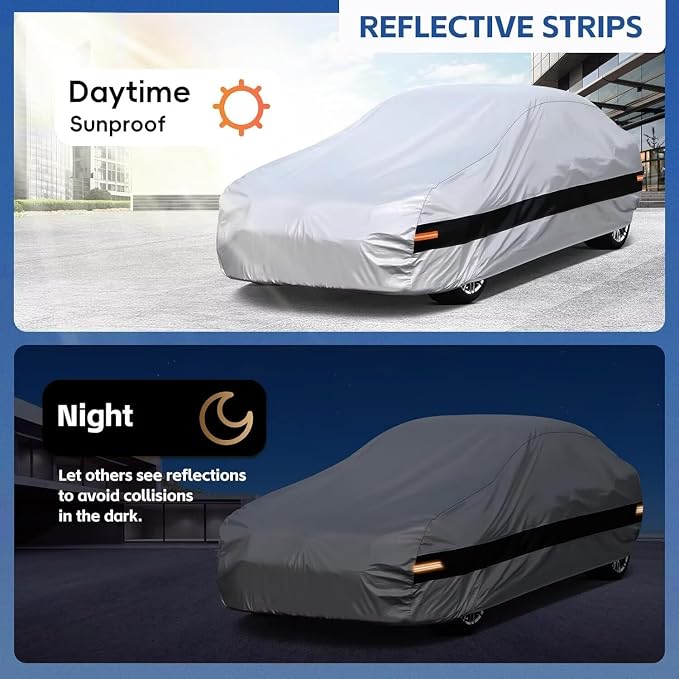10 Layers Sedan Car Cover Custom Fit for Ford Crown Victoria (1991-2010), Waterproof All Weather for Automobiles, Outdoor Full Cover Sun Dust Rain Protection with Cotton. Silver