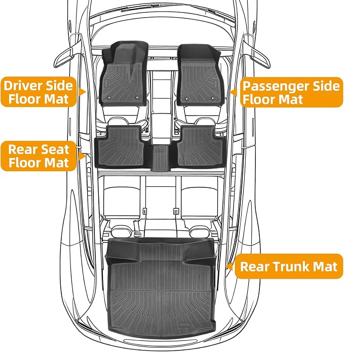 Floor Mats for Chevy Malibu 2013-2015,Also for 2016Chevrolet Malibu Limited | 8th gen Malibu Floor Mats for Malibu LS LT LTZ Eco, 1st & 2nd Row & Cargo Liner, TPE Anti-Slip Waterproof Duty