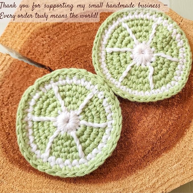 Cotton Crotchet Fruit Car Coaster Set (Lime Zing)