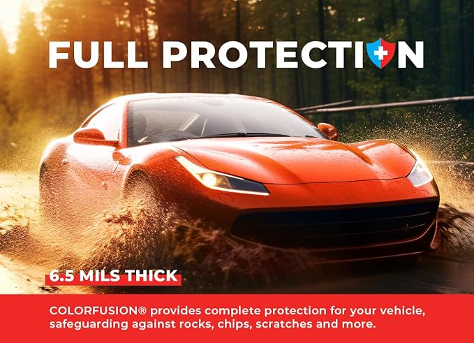 ColorFusion PPF by VViViD, Gloss Flame Orange Dry Apply PPF Vinyl Car Wrap Roll 1.3ft x 5ft