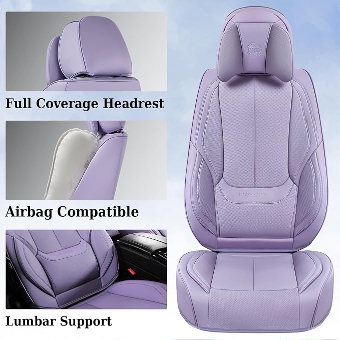 Coverado Car Seat Covers, Seat Covers for Cars, Waterproof Leather Auto Seat Protectors, Leather Car Seat Cushion, Car Interiors Accessories Universal Fit for Most Cars