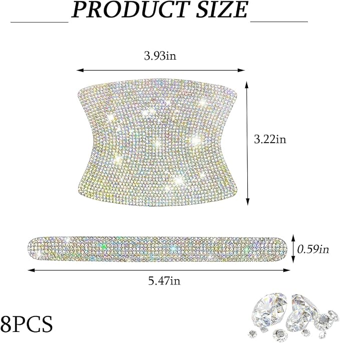 8PCS Bling Car Door Handle Protector, Crystal Rhinestone Anti-Scratch Vehicle Door Handle Bowl Stickers, Glitter Automotive Exterior Decal Accessories, Universal for Vehicles (Multicolor)