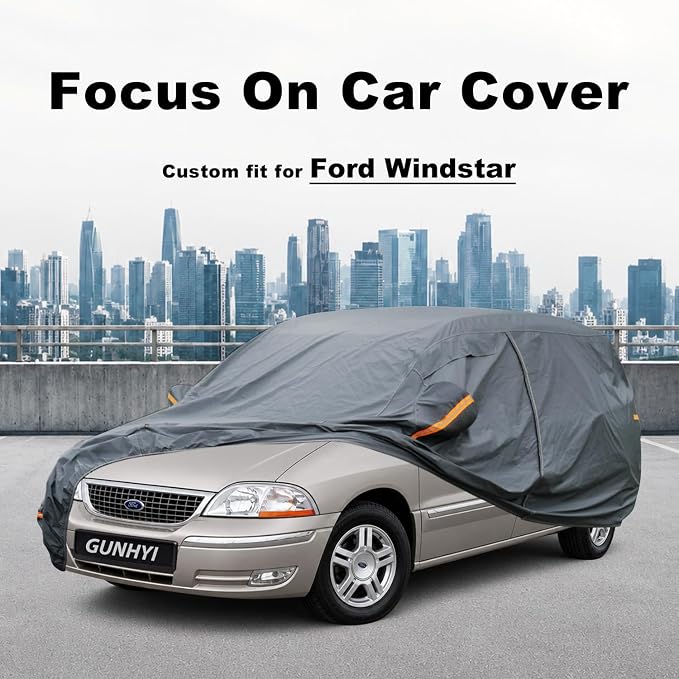 GUNHYI Premium Car Cover Custom Fit Ford Windstar, 16 Layers Heavy Duty Car Cover Waterproof All Weather with Zipper Door for Sun Rain Snow Dust Uv Protection