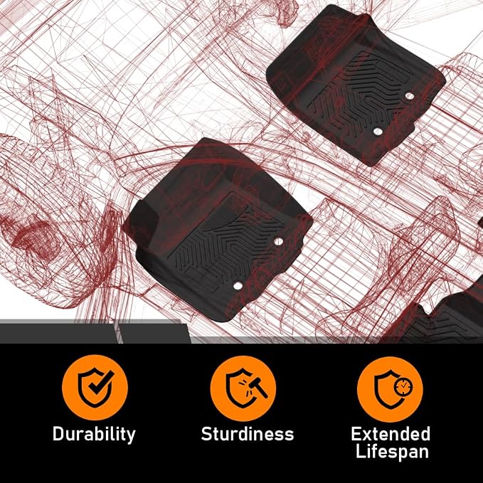 G-PLUS Floor Mats Fit Dodge Ram 1500 1994-2001/Ram 2500 3500 1994-2002 | All Weather Protection,Non-Slip,Custom Fit Floor Cargo Liner,TPE Full Coverage,1st & 2nd Row,Black,3PCS