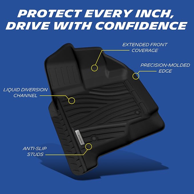 Michelin Vehicle Mats, All-Weather TPE Custom Fit Liner for 2015-2026 Ford F150/2022-2025 Lightning SuperCrew & Super Cab Carpet Floor, First Row, Elite