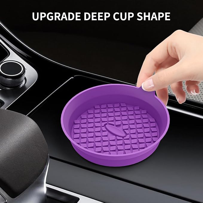 ME.FAN Car Cup Holder Coasters [4 Pack] Silicone Cups Mats, Automotive Universal Non-Slip Recessed Interior Accessories Deep Purple