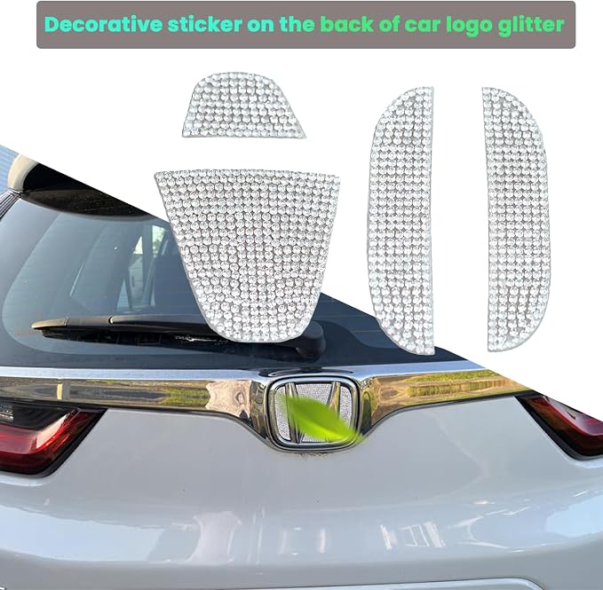 Bling Crystal Rear Logo Sticker for Honda Civic Accord 2018-2022 | Compatible with Honda Civic Accord 2018-2022 rear logo only, not steering wheel or front emblem. ABS rhinestone decal
