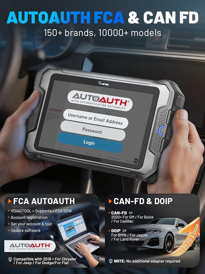 VDIAGTOOL Bidirectional Scan Tool VD80 BT Lite, 2026 8" Wireless Full System OBD2 Scanner Diagnostic Tool with 28+ Resets, Online Coding, Oil/Brake/BMS/SAS, FCA, CAN FD & DoIP, 2 Years Free Update