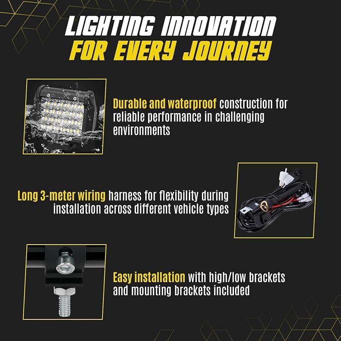 LED Light Bars Kits (2) 26 Inch 300W (4) 4 Inch 72W Flood Spot 12V 24V Bumper Combo Waterproof Slim Work Off Road Driving Pods for Truck ATV Tractor SUV 4X4 Jeep UTV