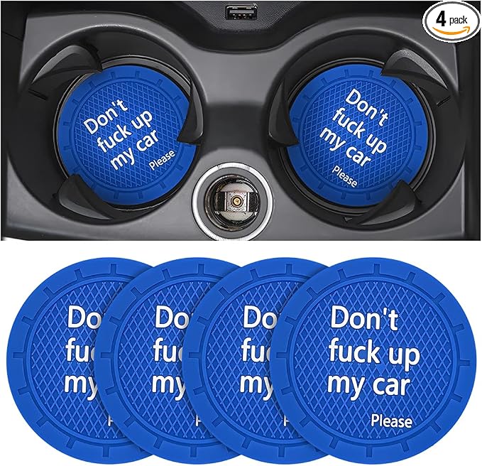 8sanlione Car Cup Coaster, 4Pcs 2.75 Inch Auto Cup Holder Insert Coasters, Non-Slip Waterproof Embedded Drink Mat, Automotive Interior Accessories for Men and Women (D Blue/4PCS)