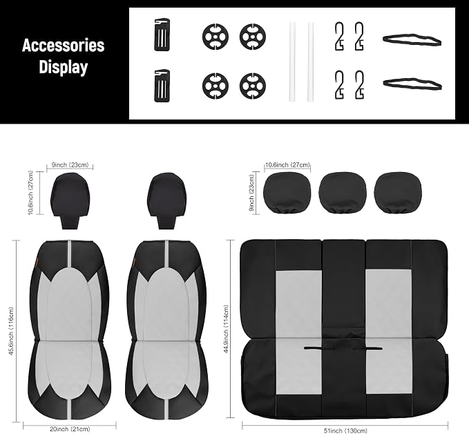 CAROMOP Luxury PU Leather Car Seat Covers Front Set, Anti-Stain Waterproof Automotive Seat Covers for Cars, Universal Car Interior Covers Seat Protectors for SUVs Pick-up Trucks(Dove Gray)
