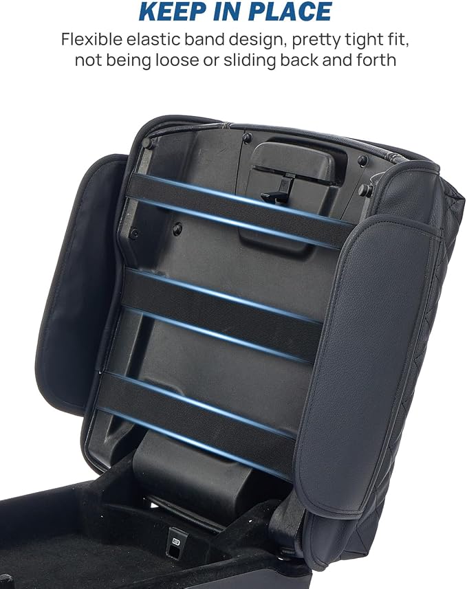 JOYTUTUS Center Console Cover Compatible with 2019-2026 Ram 1500 2500 3500, Leather Arm Rest Armrest Cover for Car, Middle Console Cover Lid, Car Arm Rest Cover Pad Cushion Replacement, with 2 Pockets