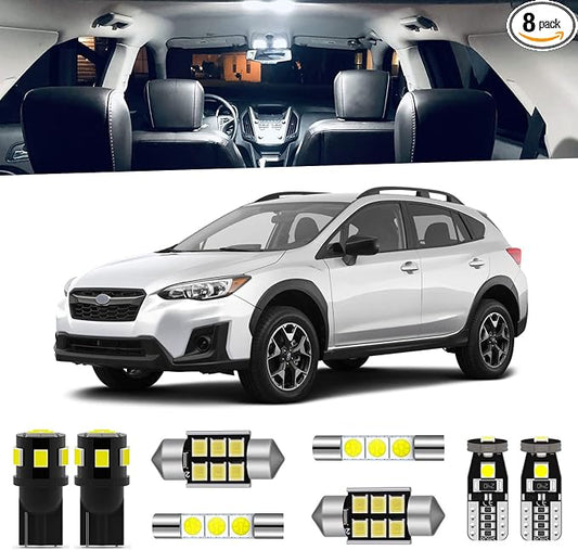 8-Pieces Crosstrek LED Interior Light Kit for Subaru XV Crosstrek 2013 2014 2015 2016 2017 2018 2019 2020 2021 2022 White 6000K LED Lighting Package + License Plate Lights, Install Tool