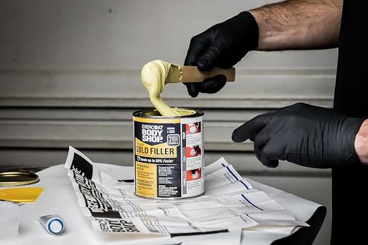 Evercoat Body Shop 105005 Pro-Grade Gold Filler Sands up to 50% Faster, Multipurpose for Dents in Aluminum, Fiberglass & More, Easy Mix Hardener Included 13 Fl Oz.