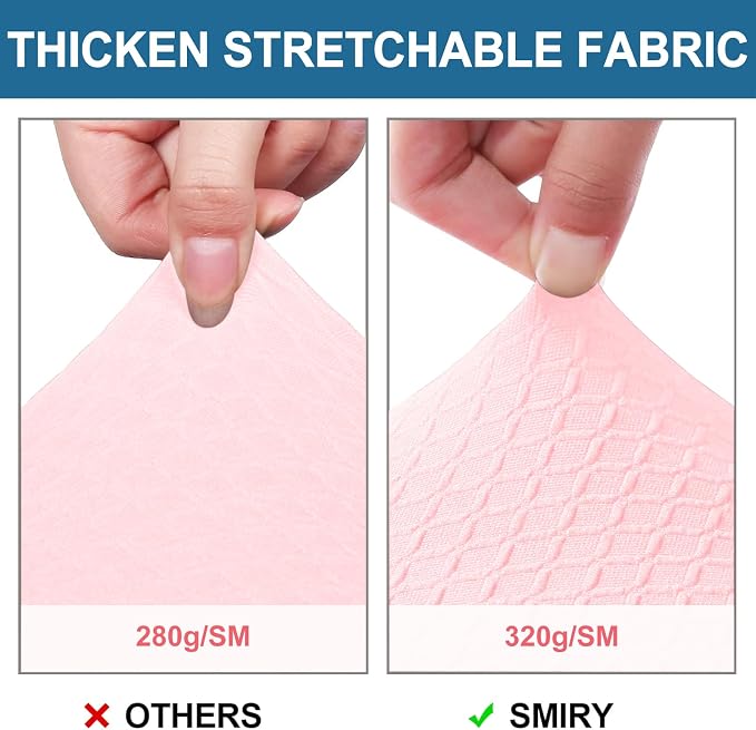 Smiry Waterproof Seat Covers for Dining Room Chairs Set of 6, Stretch Jacquard Removable Washable Chair Seat Slipcovers Protector, No Rear Covers, Blush Pink
