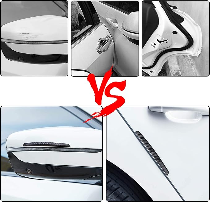 TOMALL 4 Pcs Car Door Anti-Collision Strip Door Edge Guards Anti-Rub Protector Trim Carbon Fiber Texture Car Door Corner Bumper Protector Anti-Scratch Universal for All Cars SUV (I)