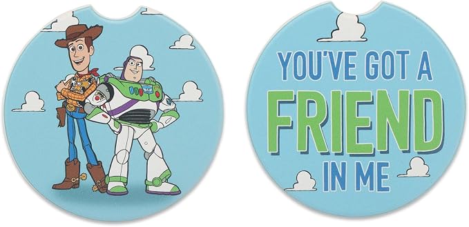 Disney Pixar Toy Story Woody and Buzz Ceramic Car Coasters | Fun Auto Coasters, Set of 2 for Car or Truck