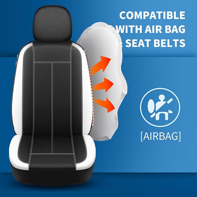 HChengkikz 2 Pack Front Neoprene Car Seat Covers | Waterproof Comfortable Seat Protectors, Airbag Compatible Universal Fit for Sedans, SUVs, Trucks, Vans