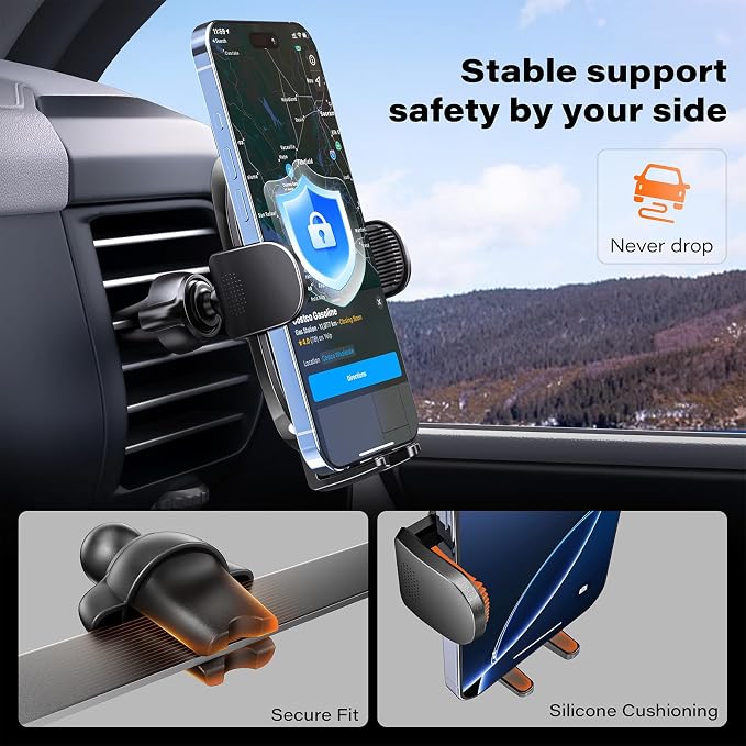 APPS2Car Car Phone Holder Mount, Strong Suction Dashboard & Windshield Phone Holder for Car, Hands-Free, Compatible with iPhone Samsung All Phones, Ideal for Delivery & Uber Drivers, Fleet Vehicles