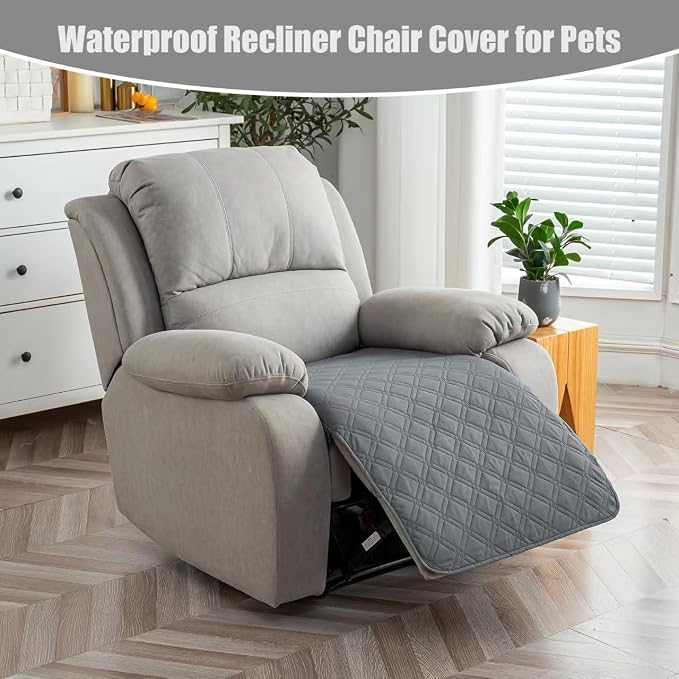 Genina Waterproof Recliner Chair Covers, Recliner Cover for Dog Pets Friendly, Washable Antislip Reclining Chair Cover Furniture Protector, Sofa Slipcover for Living Room(23.6inch/Dark Grey)