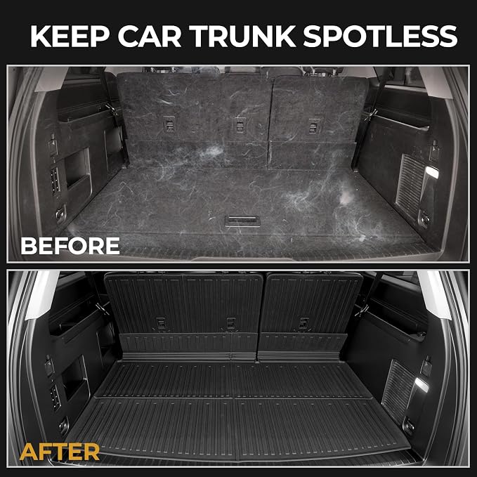 Floor Mats for 2018-2024 Ford Expedition Max 8-Seat Accessories | All-in-One TPE Set, Odorless & Durable, All-Weather Protection, Ideal for families, Easy to Spray Clean, Quick Setup