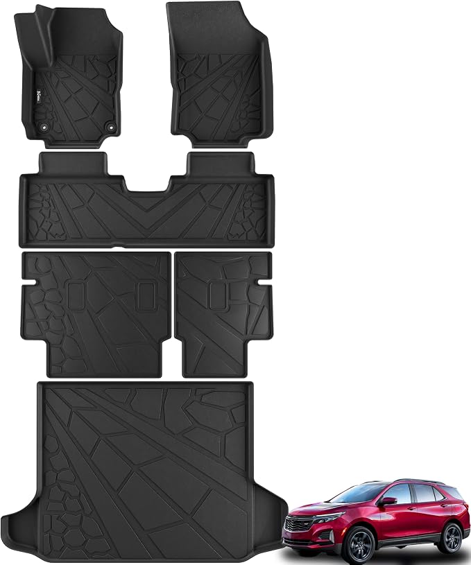 KARPAL All-Weather Floor Mats for 2018-2024 Chevy Equinox (Not for EV) / GMC Terrain, TPE Odorless Anti-Slip Automotive Floor Mats & Cargo Liner Backrest Mat for Chevrolet Equinox Accessories