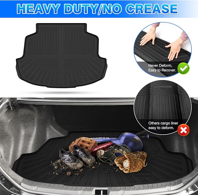 Corolla Cargo mat - Trunk Mat for Toyota Corolla 2014-2019 | All Weather Trunk Mat for Corolla Accessories, Heavy Duty Rubber Mats, Car Accessories