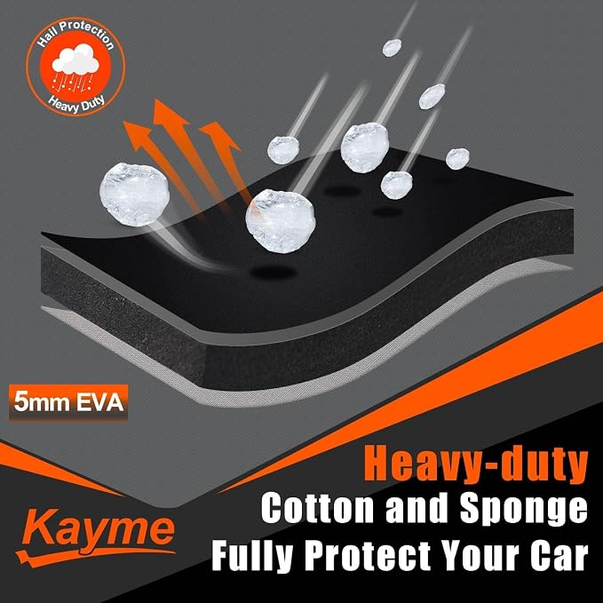 Kayme Hail Protector SUV Car Cover，Anti Hail Thickened Multi-Layered EVA Car Cover Waterproof All Weather with Wind Straps, Outdoor Hail Protection Cover, Fit SUV Jeep-Length（208 to 211 Inch）